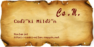 Csáki Milán névjegykártya