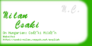 milan csaki business card